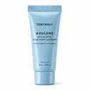A light blue squeeze tube of TONYMOLY AZULENE Anti Blemish Acne Foam Cleanser on a clean white background.
